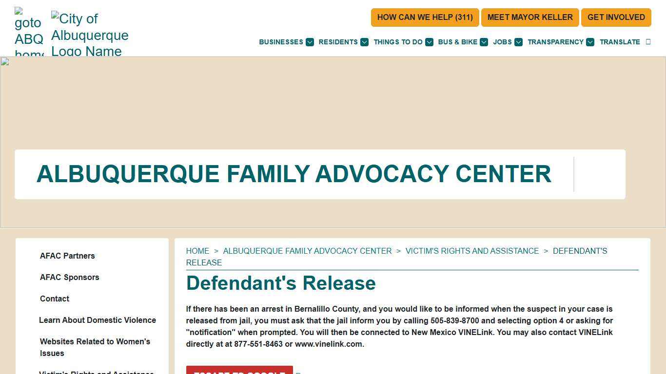 Defendant's Release — City of Albuquerque